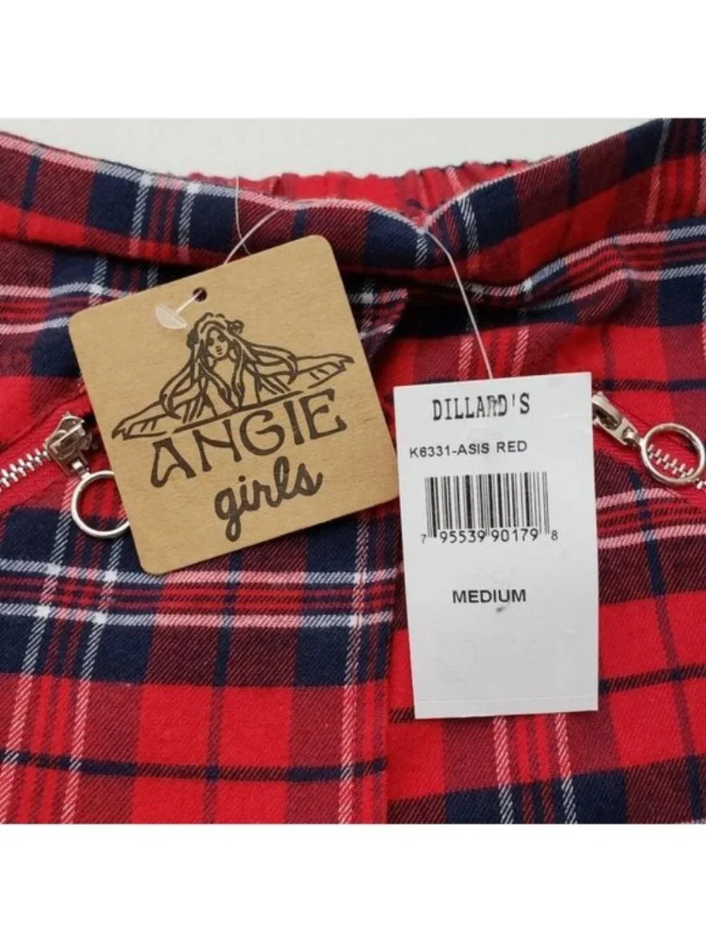 Angie Girls - red plaid, wrap short skirt, size medium